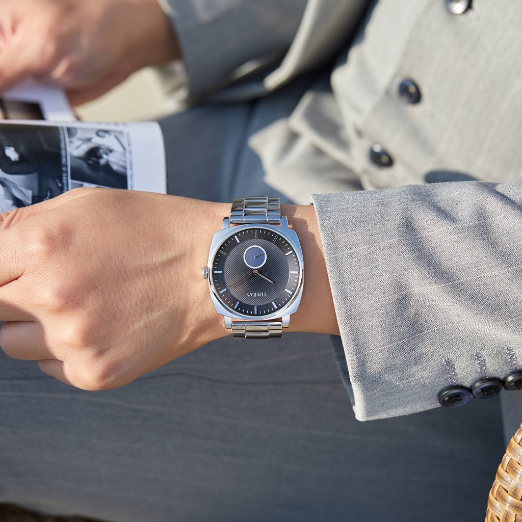 Trnda Men's Stainless Steel Watch, Silver Gradient Dial | Trnda45mm