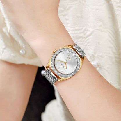Trnda Women's Stainless Steel Gold Watch, Silver Dial | Trnda-W35.8