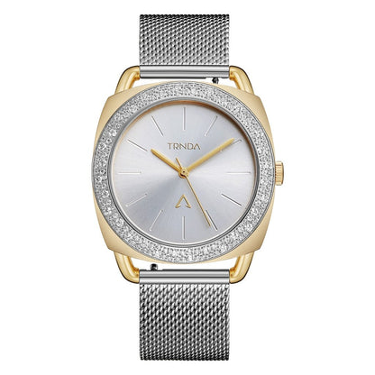 Trnda Women's Stainless Steel Gold Watch, Silver Dial | Trnda-W35.8