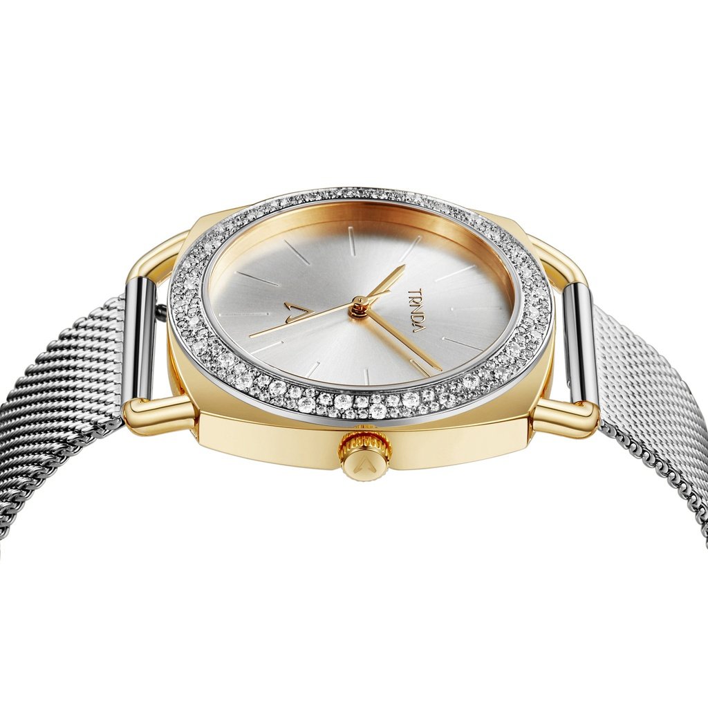 Trnda Women's Stainless Steel Gold Watch, Silver Dial | Trnda-W35.8