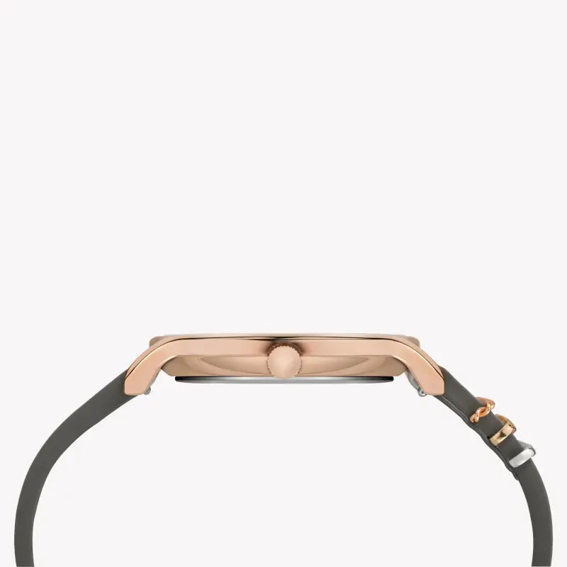 Timex Women's Gray Leather Watch, White Dial | Tw2t45400