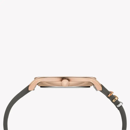 Timex Women's Gray Leather Watch, White Dial | Tw2t45400